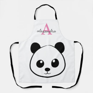 Cute Panda Bear – Personalized Monogram Kitchen Apron