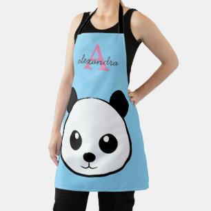 Cute Panda Bear – Personalized Monogram Kitchen Apron