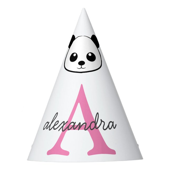 Cute Panda Bear – Personalized Monogram Party Hat (Front)