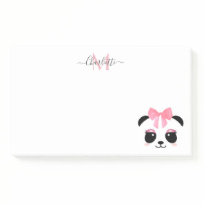 Cute panda bear personalized monogram  post-it notes