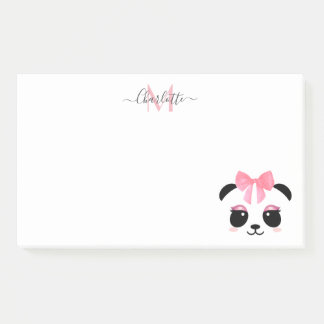 Cute panda bear personalized monogram post-it notes