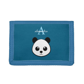 Cute Panda Bear Personalized Monogram  Tri-fold Wallet