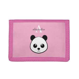 Cute Panda Bear Personalized Monogram Tri-fold Wallet
