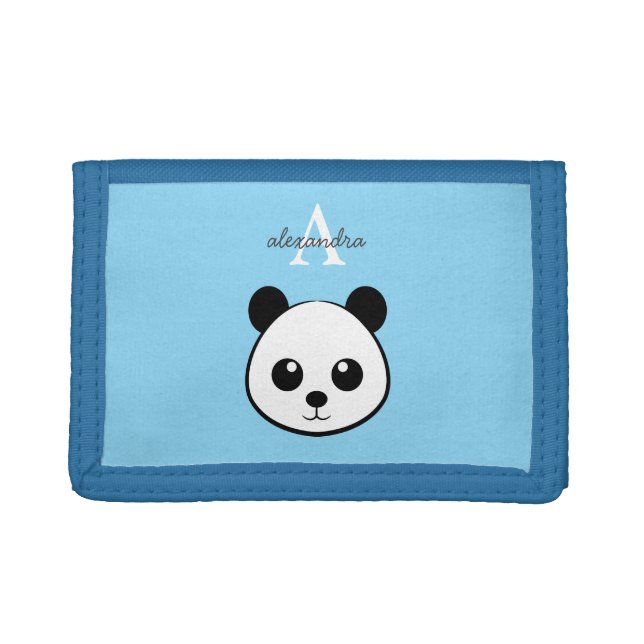 Cute Panda Bear Personalized Monogram  Tri-fold Wallet (Front)