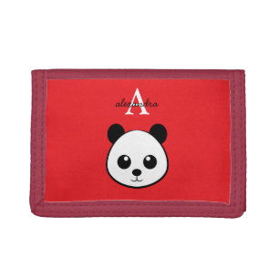 Cute Panda Bear Personalized Monogram Trifold Wallet