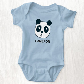 Cute Panda Bear Personalized Name Baby Bodysuit
