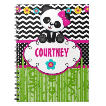 Cute Panda Bear Personalized Name Notebook Journal by TiffsSweetDesigns at Zazzle