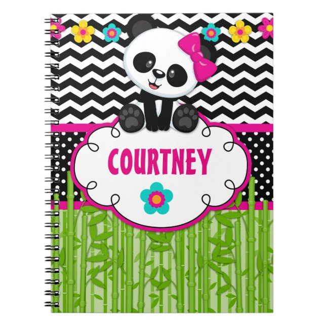 Cute Panda Bear Personalized Name Notebook Journal (Front)