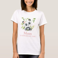 Cute Panda Bear Pink Floral Mom of Birthday Girl