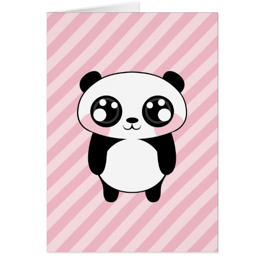 Cute Panda Bear Pink Stripes Background (Front)