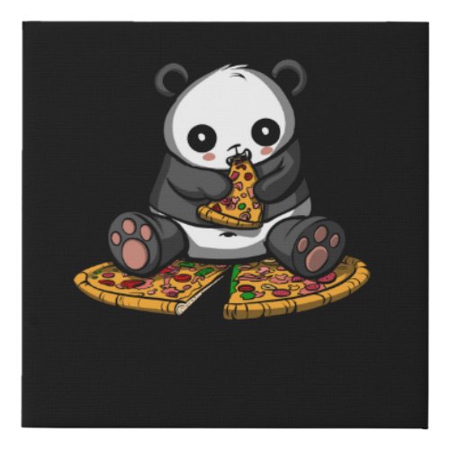 Cute Panda Bear Pizza Lover Animal Faux Canvas Print