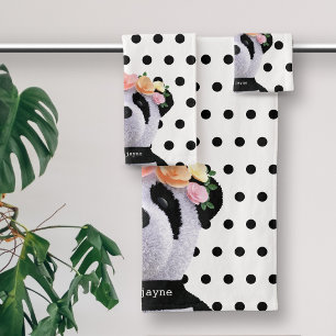 Cute Panda Bear Polka Dot Bath Towel Set