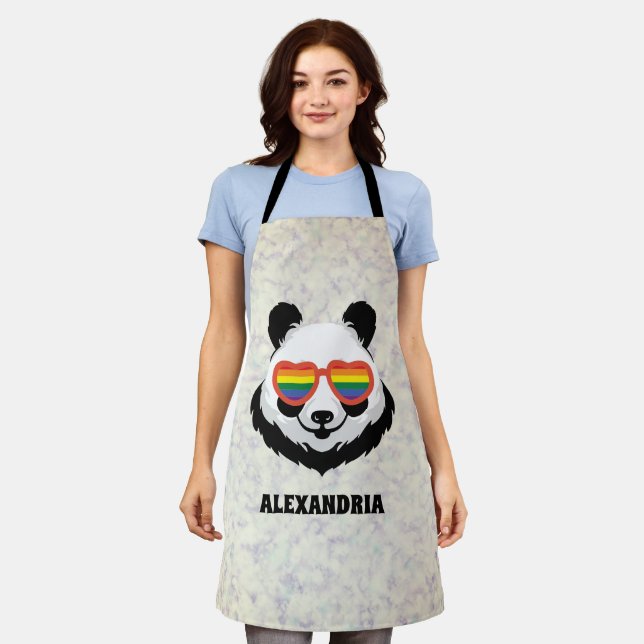 Cute Panda Bear | Rainbow | LGBTQ Apron (Worn)