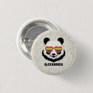 Cute Panda Bear Rainbow LGBTQ Button