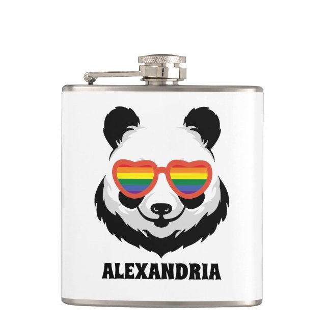 Cute Panda Bear | Rainbow | LGBTQ Flask (Front)