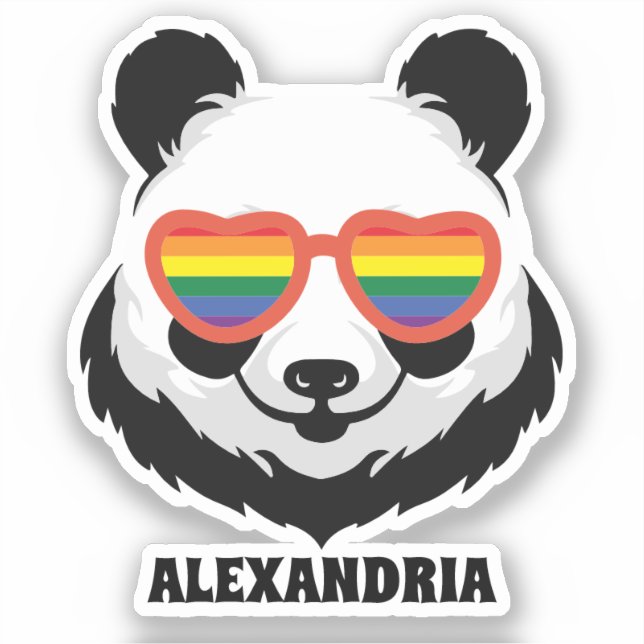 Cute Panda Bear | Rainbow | LGBTQ Sticker (Front)