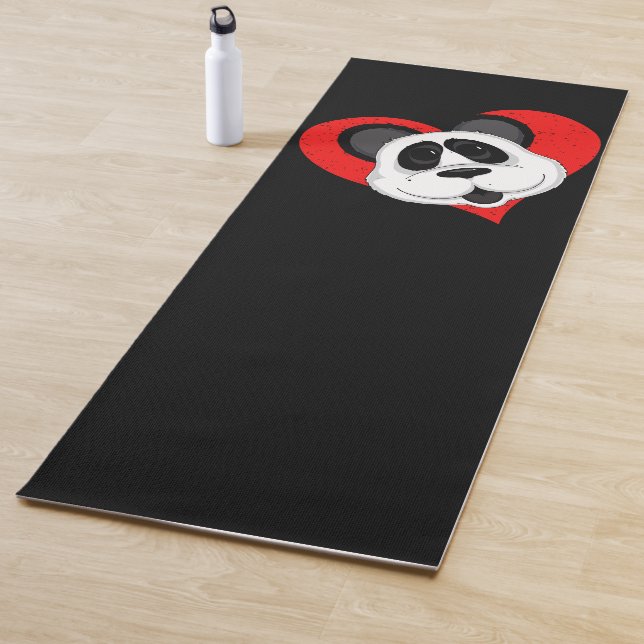 Cute Panda Bear Red and Black Yoga Mat (In Situ)