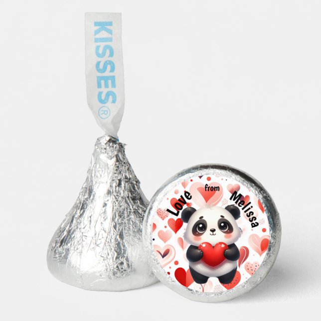 Cute Panda Bear Red Heart Valentine Hershey®'s Kisses® (Front)