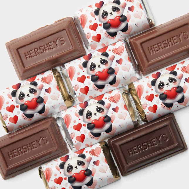 Cute Panda Bear Red Heart Valentine Hershey's Miniatures (Assorted)