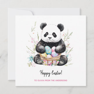 Cute Panda Bear Rustic Easter  Card