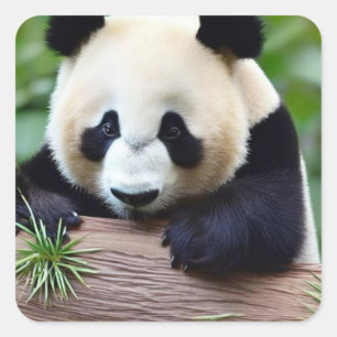 Cute Panda Bear Square Sticker