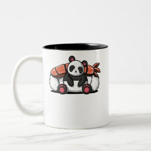 Cute Panda Bear Sushi Lover Animal Two-Tone Coffee Mug