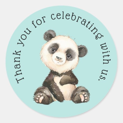 Cute Panda Bear Thank You Classic Round Sticker