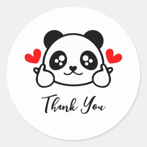 Cute Panda Bear Thank You  Classic Round Sticker