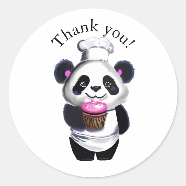 Cute Panda Bear Thank You Sticker (Front)