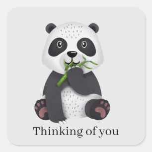 cute panda bear thinking of you square sticker