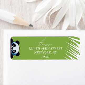 Cute Panda Bear Tropical Leaves Custom Return Label