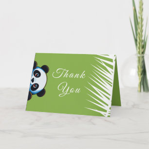 Cute Panda Bear Tropical Leaves Folded Thank You Card