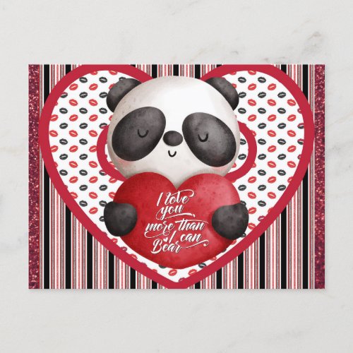 Cute Panda Bear Valentines Day Postcard