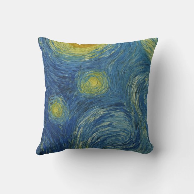 Cute Panda Bear - Van Gogh Style - Starry Night  Throw Pillow (Back)