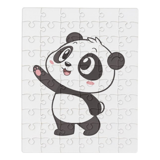 Cute Panda Bear Waving – Jigsaw Puzzle (Puzzle Vertical)
