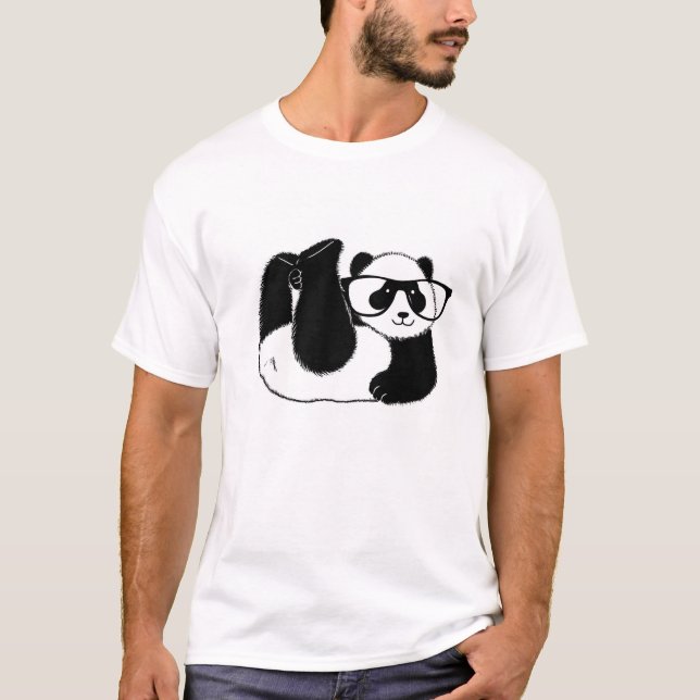 Cute Panda bear wearing glasses T-Shirt (Front)