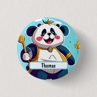 Cute Panda Bear With Customizable Nametag Button