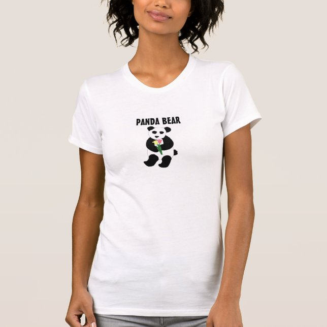 Cute Panda Bear with Flowers T-Shirt (Front)