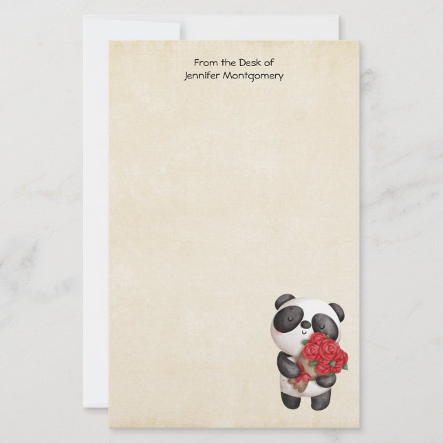 Cute Panda Bear with Rose Bouquet (Front)