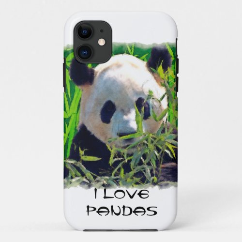 Cute Panda Bear with tasty Bamboo Leaves iPhone 11 Case