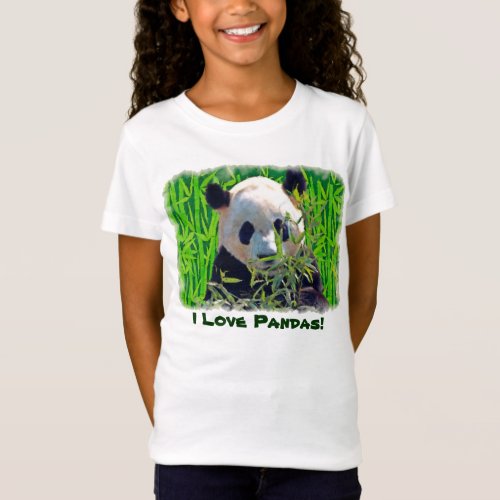 Cute Panda Bear with tasty Bamboo Leaves T_Shirt
