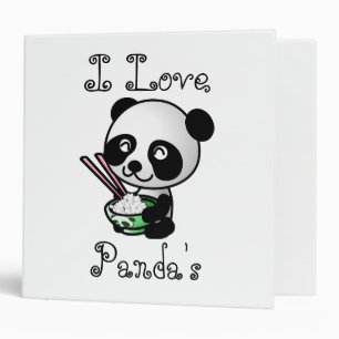 Cute Panda Bears Black White Animals Nature Safari 3 Ring Binder