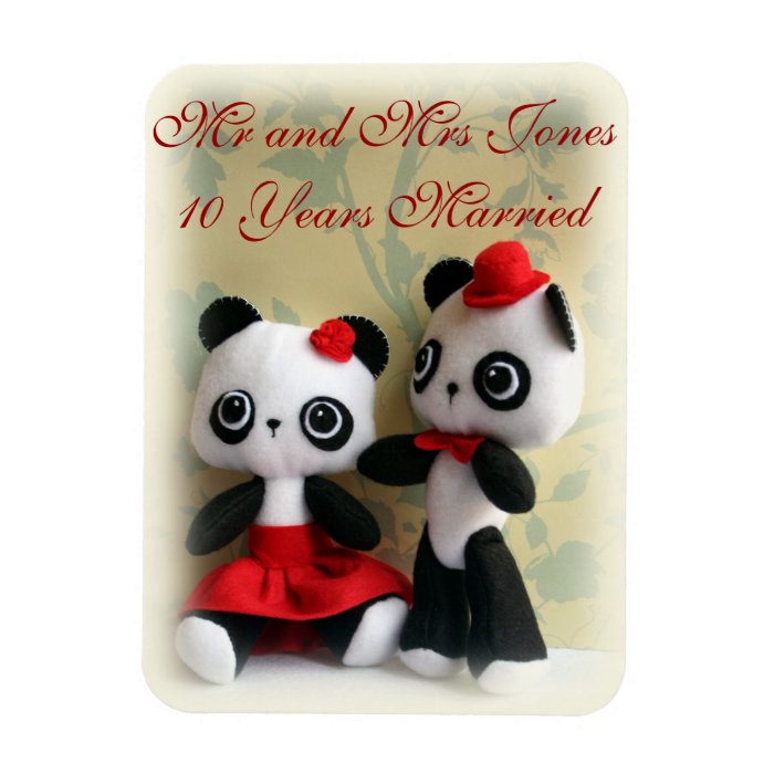 Cute Panda Bears Couple Anniversary  Magnet Vinyl Magnets