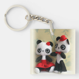 Cute Panda Bears Couple Key Chain