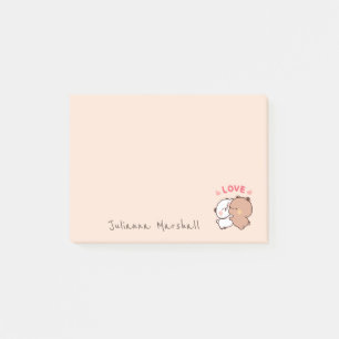 Cute Panda bears couple love, Panda Cartoon Name Post-it Notes