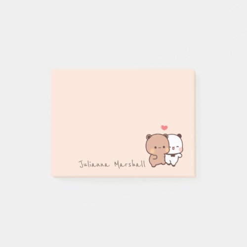 Cute Panda bears couple love Panda Cartoon Name Post_it Notes