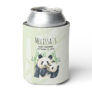 Cute Panda Bears Cuddling Watercolor Baby Shower Can Cooler