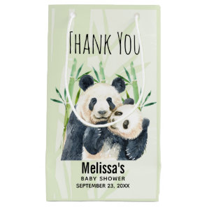 Cute Panda Bears Cuddling Watercolor Baby Shower Small Gift Bag
