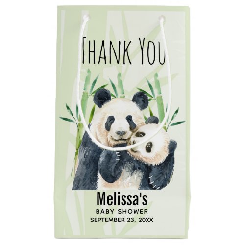 Cute Panda Bears Cuddling Watercolor Baby Shower Small Gift Bag