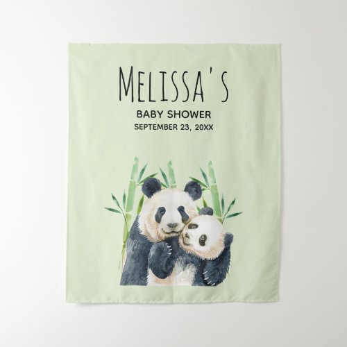 Cute Panda Bears Cuddling Watercolor Baby Shower Tapestry